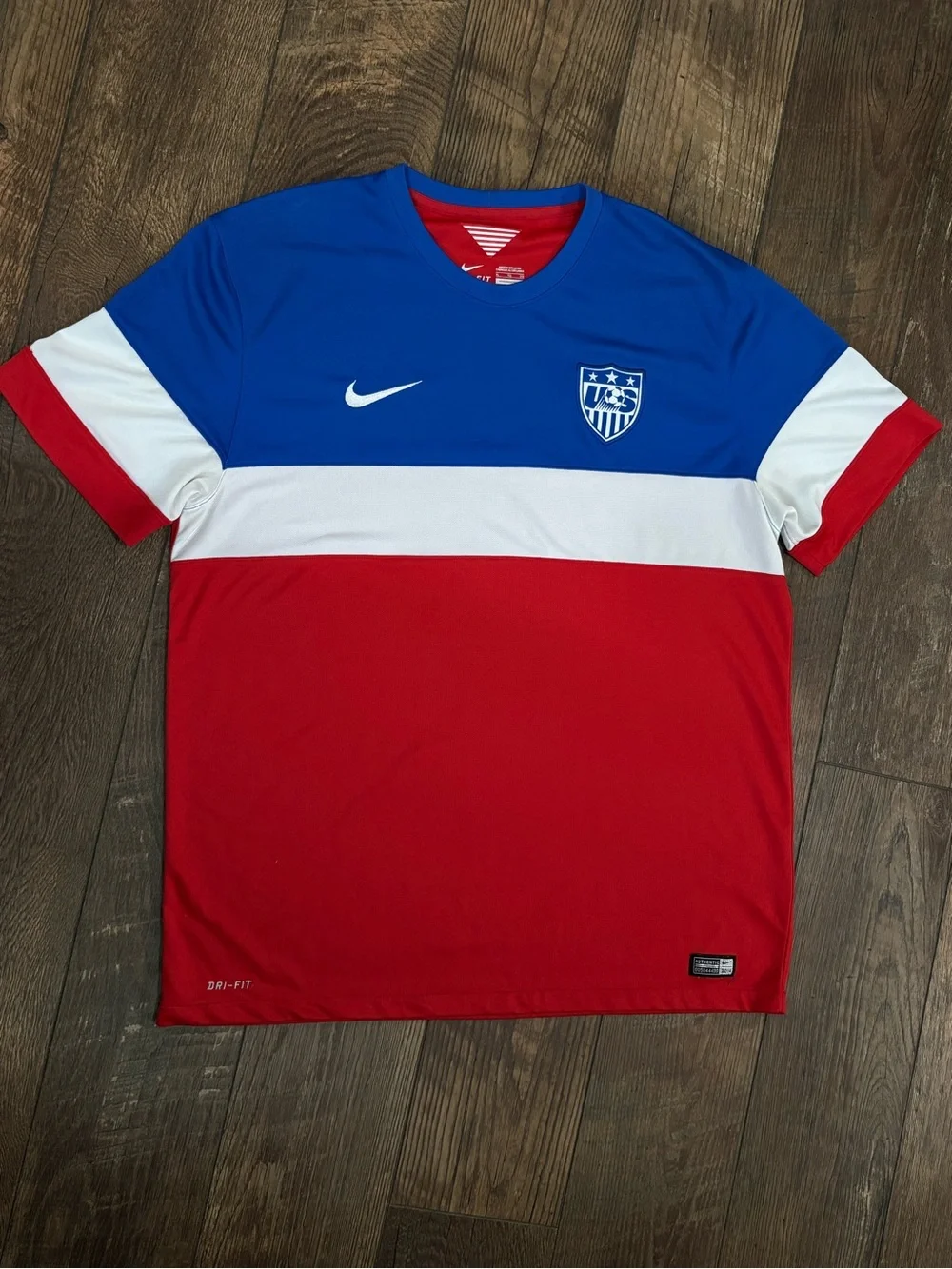 Nike Dri-Fit Blue White Red Men's 2014 USA Soccer Jersey